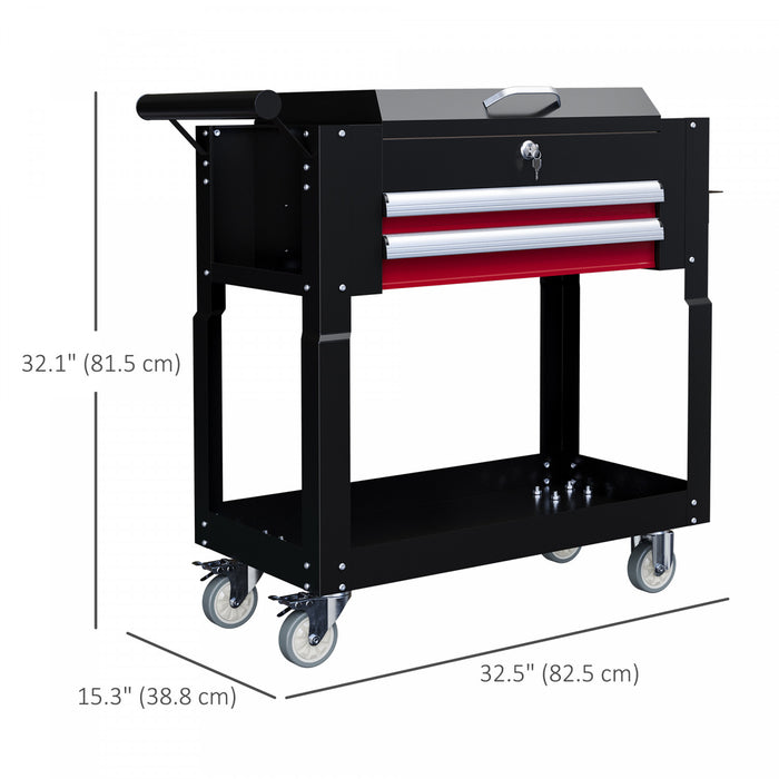 Homcom Chariot A Outils Roulant 330 Lb Chariot Utilitaire Avec Tiroirs Noir