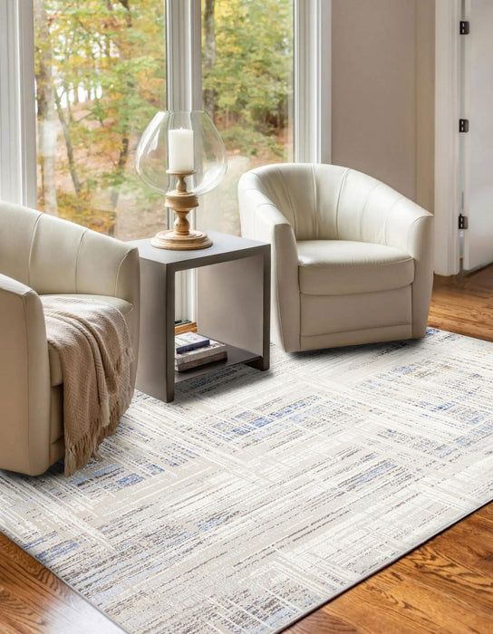 Tapis Contemporain/Moderne Quinn 5'0\" x 8'0\" en Bleu