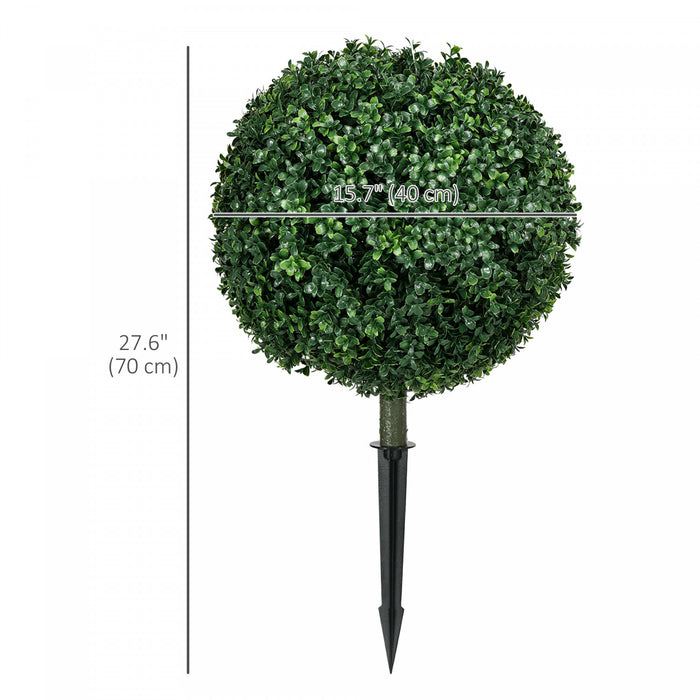 HOMCOM Ensemble de 2 Arbres Artificiels de Buis en Topiaire avec Piquets de Terre