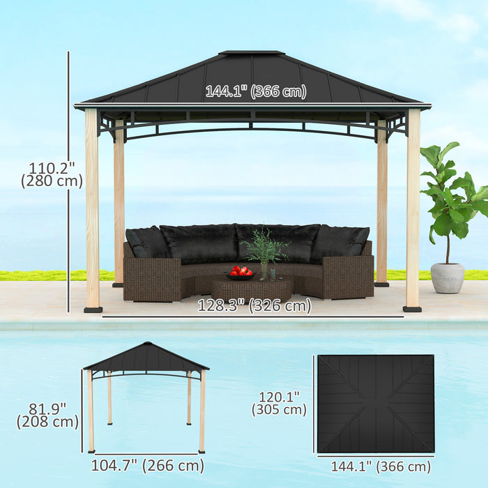 Outsunny Gazebo A Toit Rigide De 10' X 12' Avec Toit En Metal