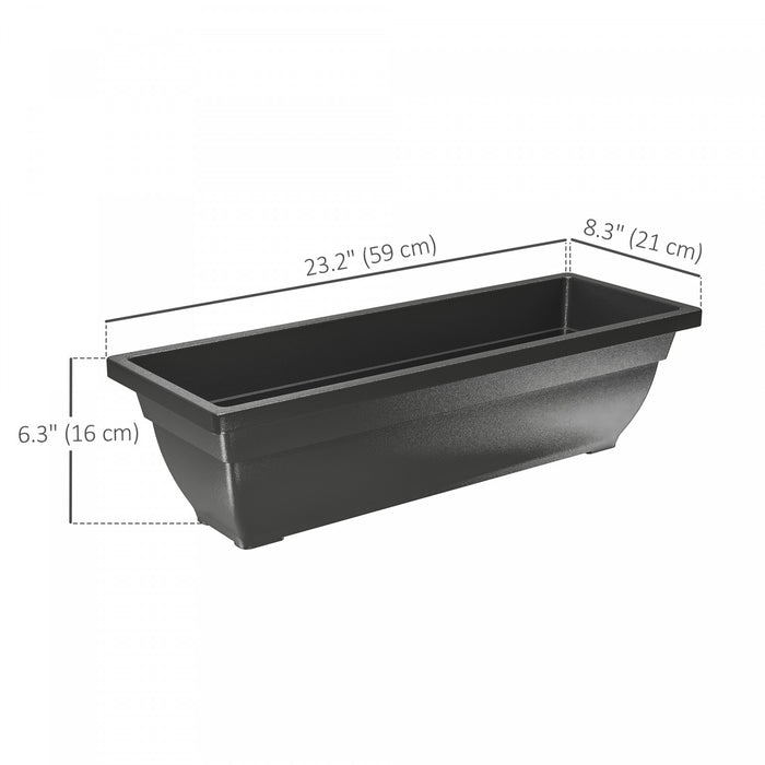 Outsunny Lot de 7 jardinieres de fenetre de 23 pouces, noir