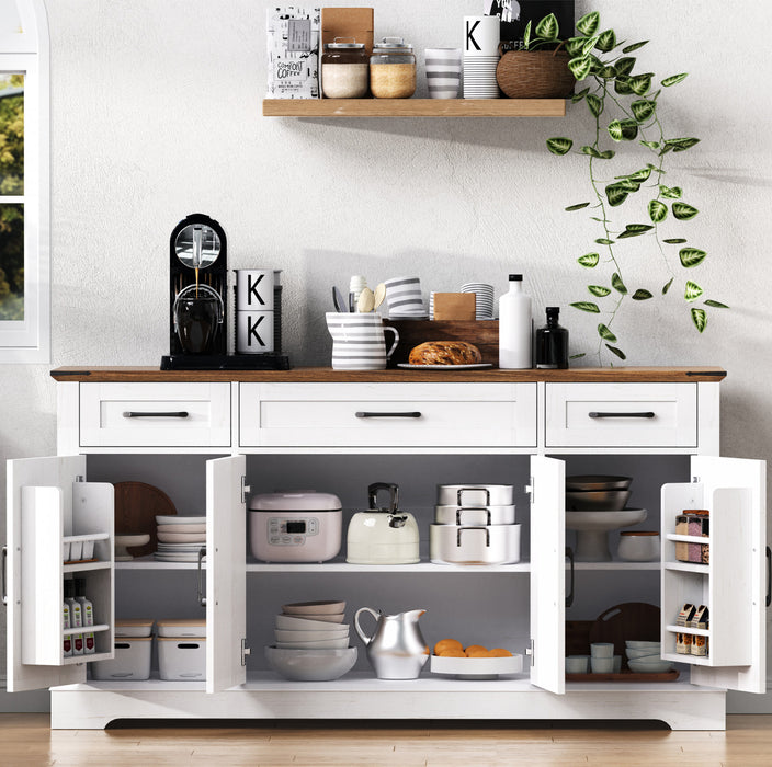 Buffet De Rangement Ryan 55\" Avec Etageres A Portes Et Station Café - Blanc