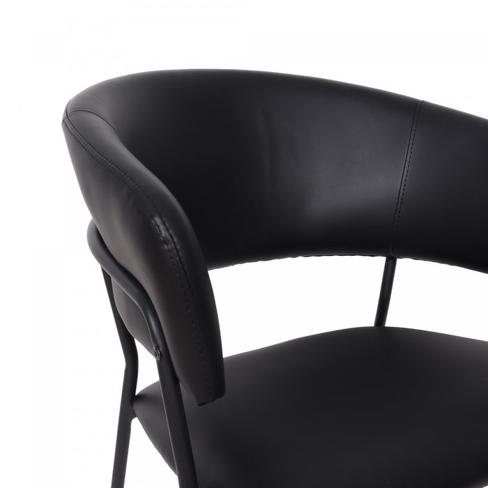 Fauteuil contemporain moderne en cuir vegetalien avec accoudoirs en metal noir - Lot de 2