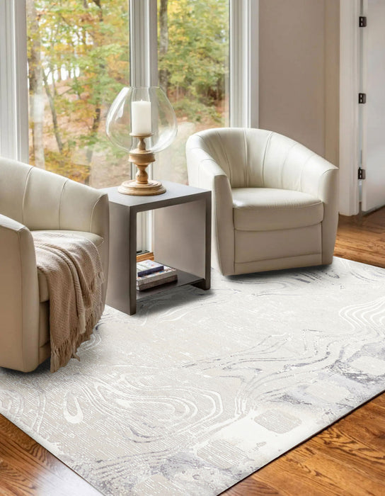 Tapis Contemporain/Moderne Echo 5'0\" x 8'0\" en Gris