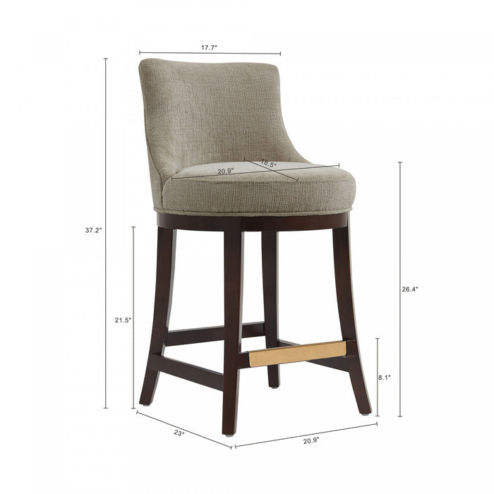 Tabouret de comptoir moderne Lucia en bois et chenille taupe - Lot de 3