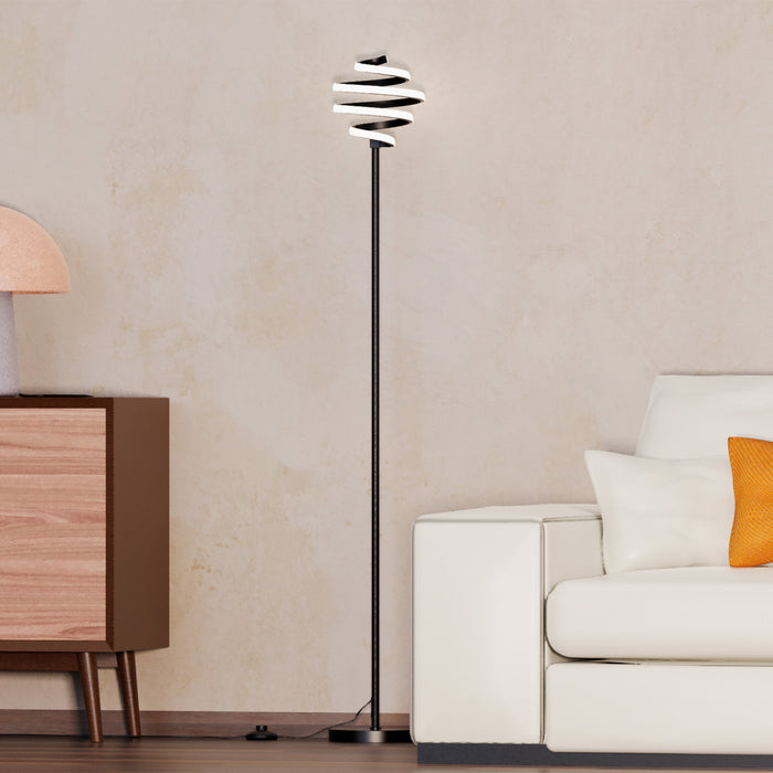 Lampe à pied en spirale à DEL de 59 po noir mat