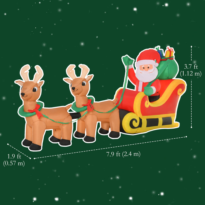 HOMCOM Decorations de Noel exterieures de 8' avec affichage de lumieres LED