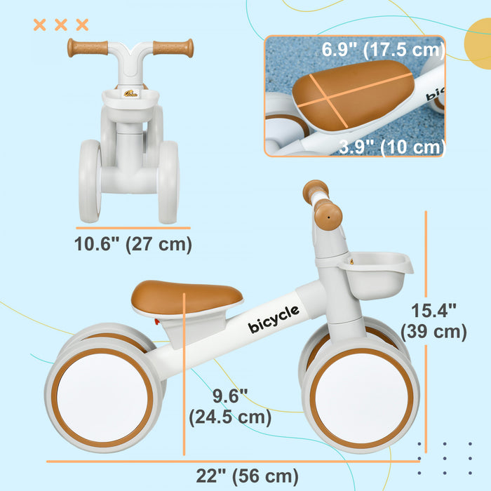 Qaba Velo D'equilibre Pour Bebe, Velo D'equilibre Avec Siege Reglable Blanc