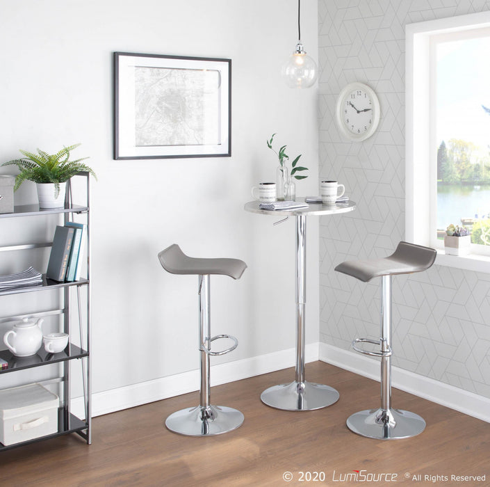Table Bistro ronde réglable et contemporaine pour bar ou salle à manger - argentée
