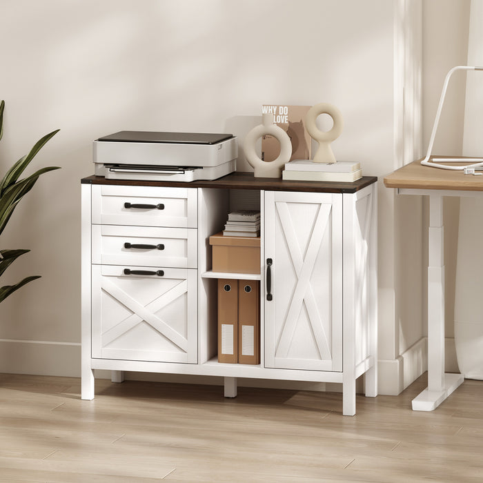 HOMCOM Classeur Lateral avec Tiroirs, Blanc