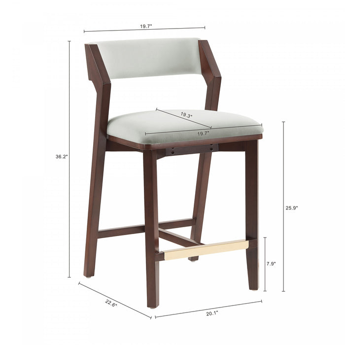 Tabouret de comptoir moderne en bois Patricia avec revetement en tissu blanc glacier - Lot de 3