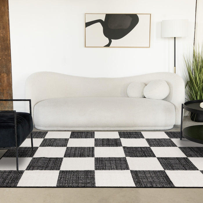 Tapis Covington a Carreaux Noir et Blanc, 5'3\" x 7'7\"