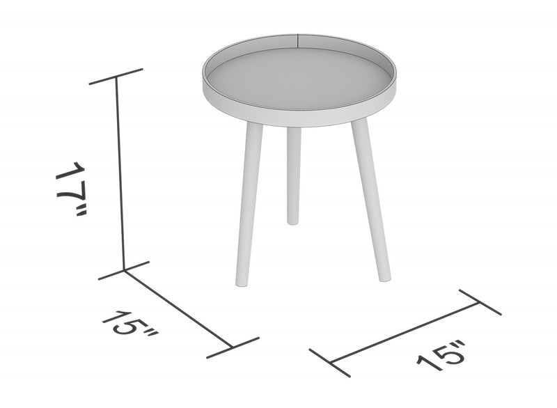 Table de bout avec base en pin - forme ronde blanche 