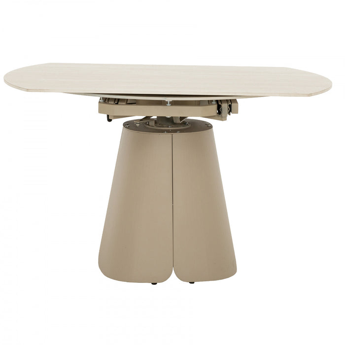 Ensemble de table de salle a manger ronde extensible Solene 5 pieces (32 a 52 po) avec chaises rembourrees (4 places)