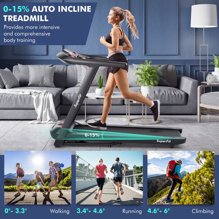 Tapis De Course Pliable Superfit 4,81 Cv Avec Programmes Predefinis Ecran Tactile Voix/application/telecommande