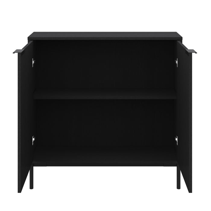 Armoire décorative de rangement mince Nordika à 2 portes - noire