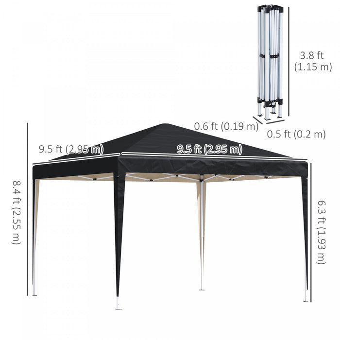 Outsunny Tente Pliable Escamotable10 X 10pi Auvent D'exterieur Gazebo, Noir