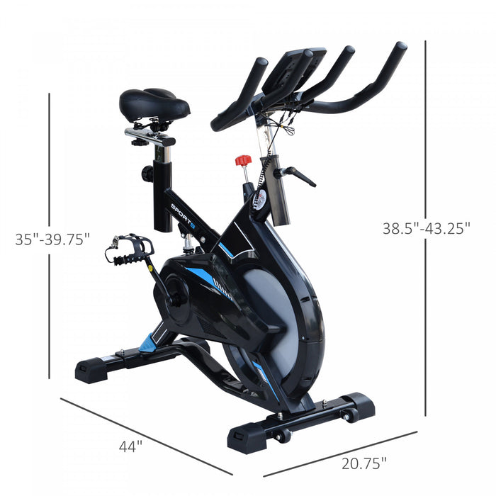 Soozier Velo D'appartement Cardio Velo Exercice Biking Ecran Multifonction Lcd Guidon Selle Reglables Support Ipad Integre Acier Noir Et Bleu
