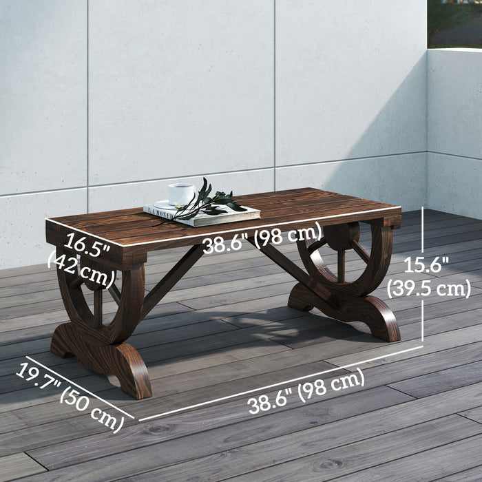 Banc D'exterieur En Bois Rustique Outsunny, Banc De Jardin Pour 2 Personnes, Brun