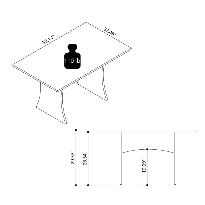 Table de salle a manger Coney style mid-century 53\" en gris charbon