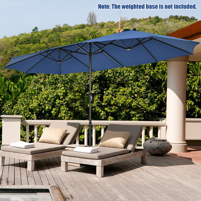 Costway Parasol double face 15FT a manivelle pour patio Jardin marche protection solaire Navy