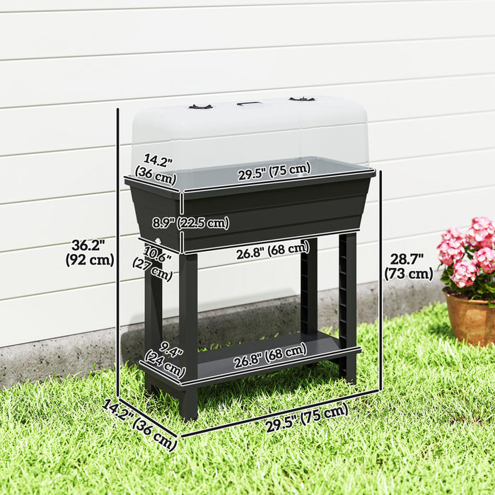 Outsunny Lit de jardin sureleve a arrosage automatique 41 L, Noir