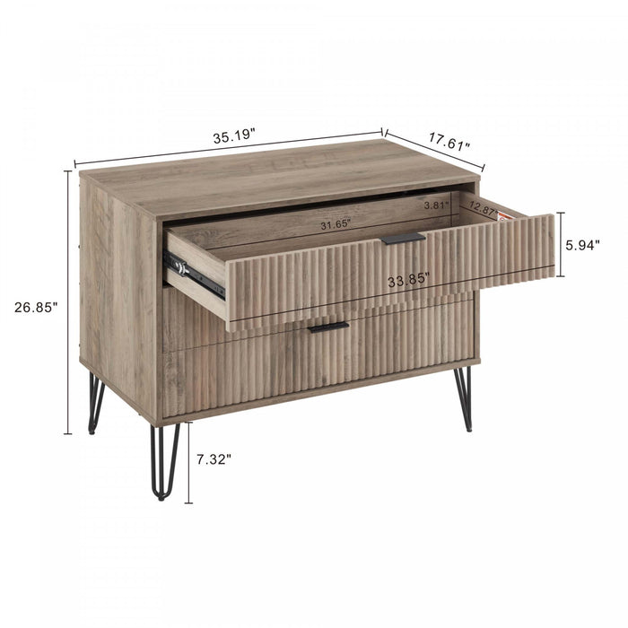 Commode Dumbo Moderne 35\" a rainures en gris rustique (3 tiroirs)