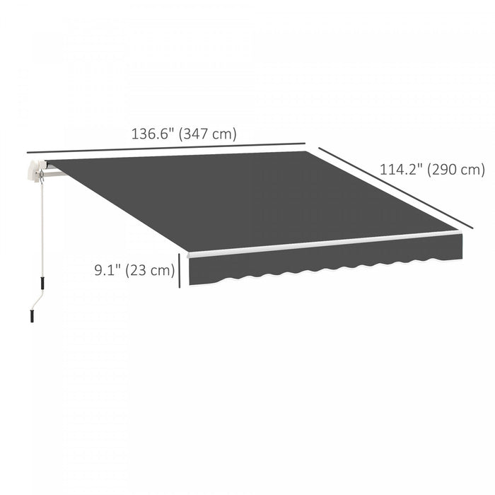 Outsunny 12' X 10' Toile De Store Retractable De Remplacement Pour Parasol Exterieur, Protection Uv, Gris