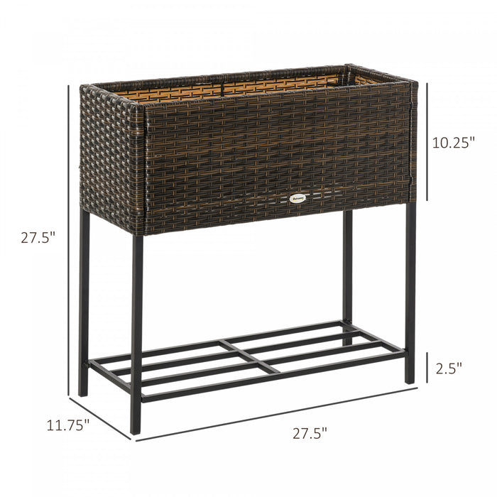 Lit De Jardin Sureleve En Rotin Outsunny Avec Desserte De Rangement Pour Outils
