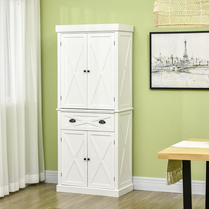 HOMCOM Garde-Manger Buffet Autoportant 4 Portes Blanc
