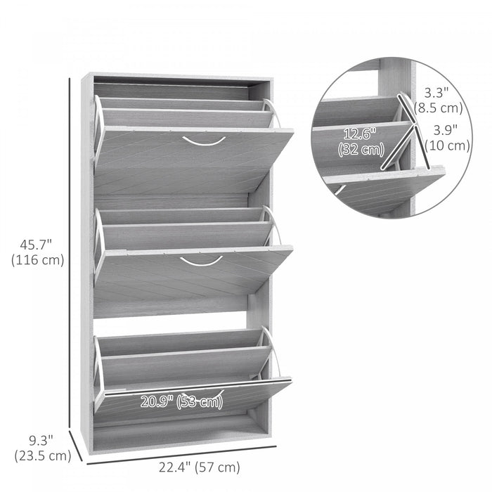 HOMCOM Meuble a Chaussures Slim avec 3 Tiroirs Basculants pour 9-12 Paires