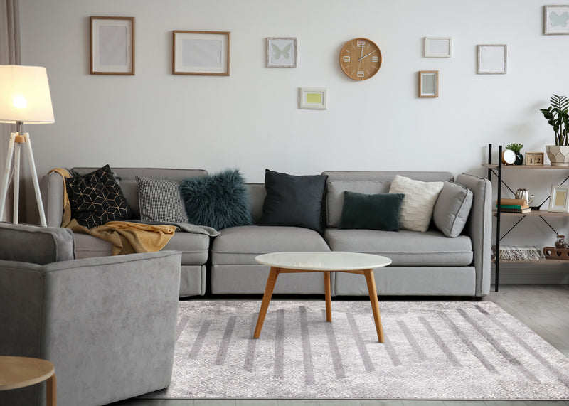 Carpette Covington à motifs de lignes géométriques vieillies pour l'intérieur - 7 pi 10 po x 10 pi 6 po