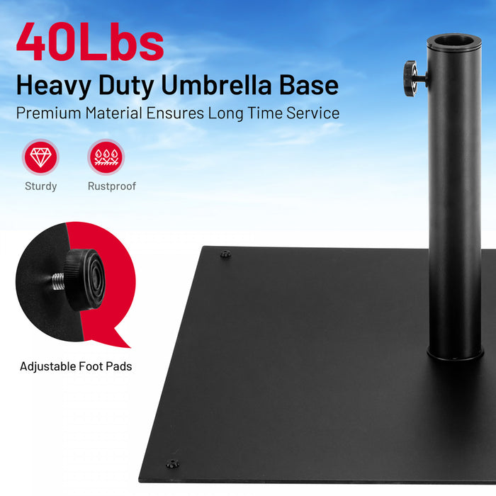 Costway Parasol de marche patio 9ft avec lumieres solaires et pied parasol en acier de 40 LBS