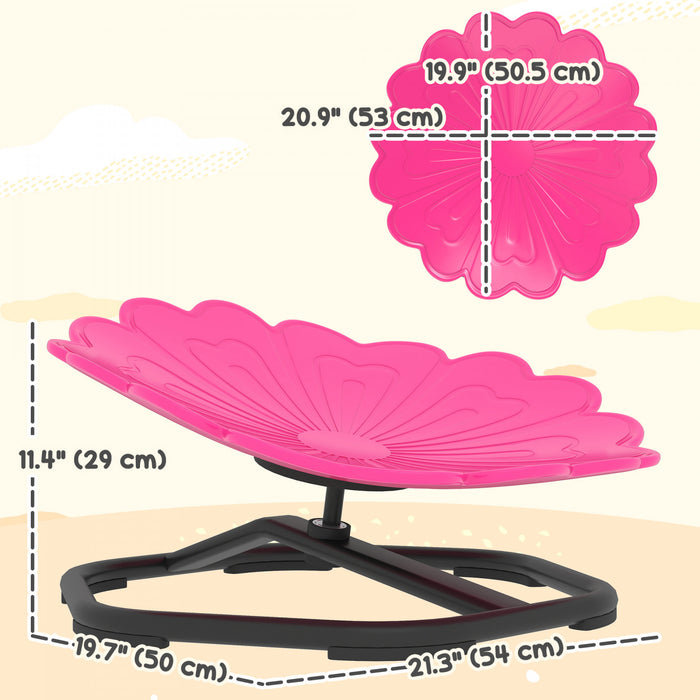 Qaba Chaise pivotante pour enfants, chaise sensorielle en forme de fleur pour l'entrainement de la coordination, tabouret oscillant antiderapant pour enfants de 3 a 6 ans, rose