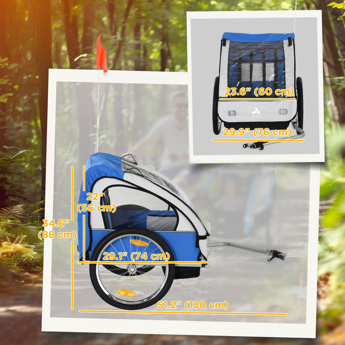 Aosom Remorque de velo pour enfants 2 places, bleu