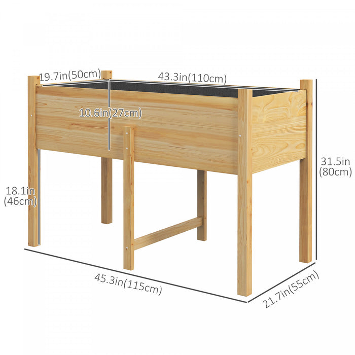 Outsunny Lit De Jardin Sureleve En Bois Avec Trous De Drainage, Lit Pour Legumes, Fleurs, Herbes, Jardiniere Surelevee D'exterieur Avec Pieds Pour Jardin, Patio, Balcon, 45,3 X 21,7 X 31,5 Po