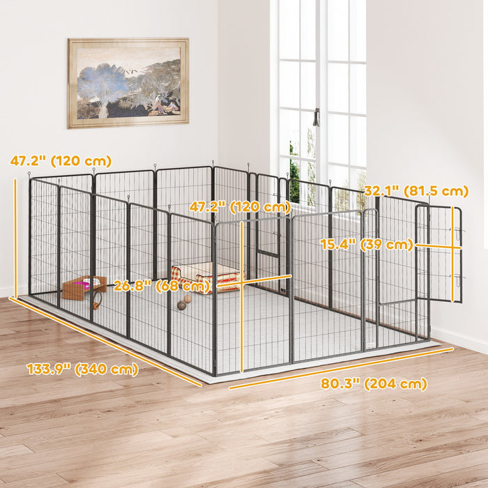 16 Panels Dog Playpen with Strap, 47\" H, for Large Dogs