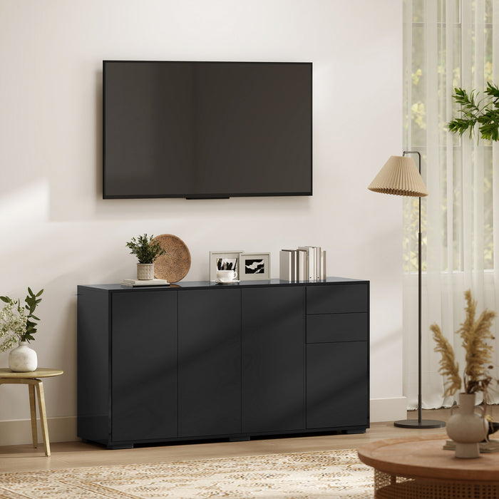 HOMCOM Buffet de Cuisine avec Tiroirs a Ouverture par Pression et Placards