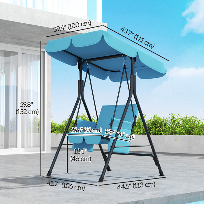 Outsunny Balancoire De Patio 1 Place Avec Auvent Reglable Et Coussins
