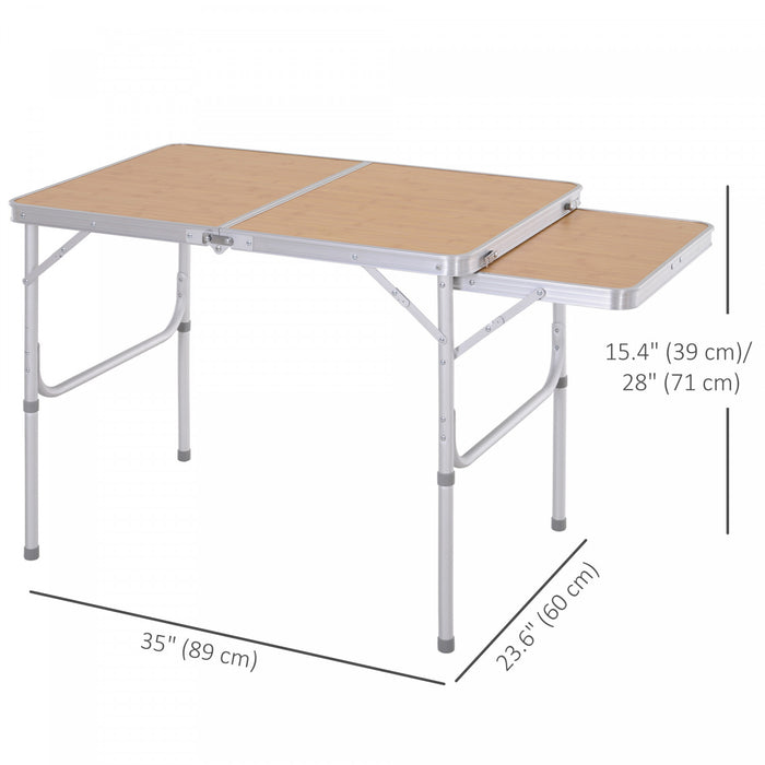 Outsunny Table de Pique-Nique Pliante 3ft avec Etagere Coulissante en Aluminium
