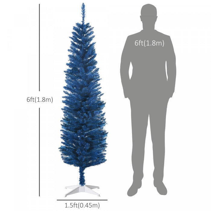 Homcom Sapin De Noel Artificiel Fin 6pi, Bleu Profond
