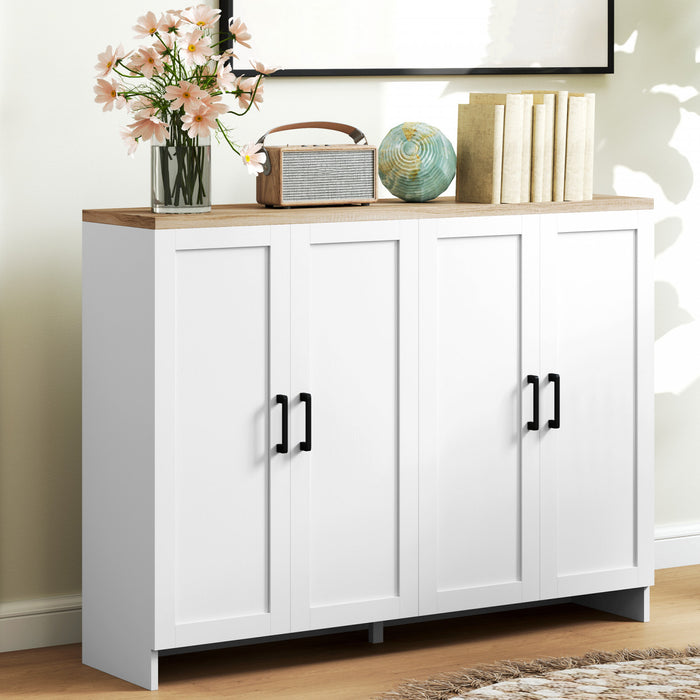 HOMCOM Armoire buffet moderne avec etageres reglables, blanc