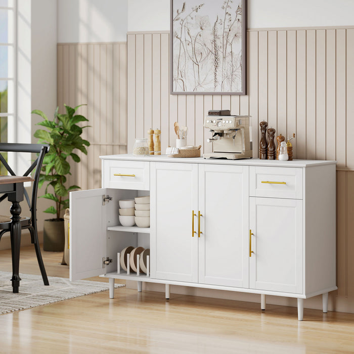 HOMCOM Buffet moderne 55\" avec portes a fermeture amortie, blanc