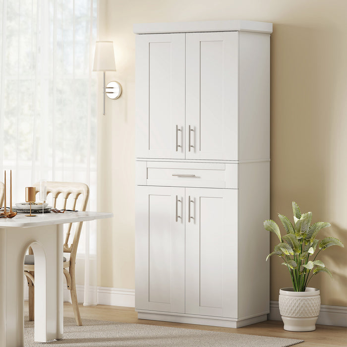 HOMCOM Garde-Manger Cuisine Moderne Etageres Blanc