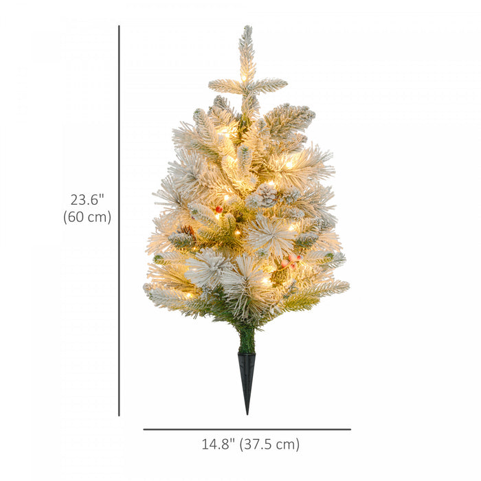 Homcom 2 Sapins De Noel De 2pi Artificiels Pre-eclaires, 60 Lumieres Led