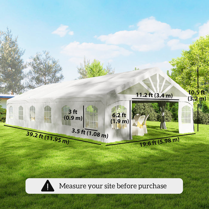 Outsunny Tente de Reception 6 x 12 m avec 2 Portes et 20 Fenetres, Robuste et Spacieuse