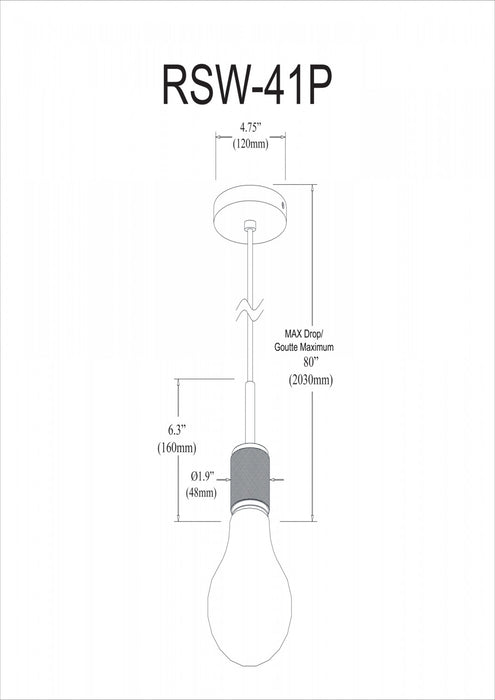 Petit luminaire suspendu Roswell de Dainolite avec fini laiton vieilli et 1 ampoule