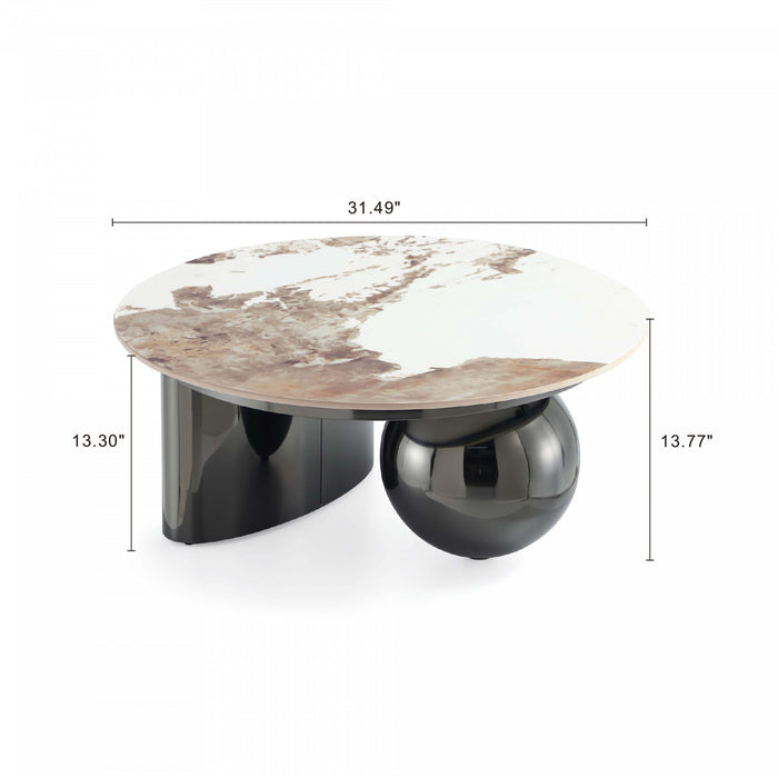 Table basse Laurel Modern Glam avec plateau en pierre frittee noire