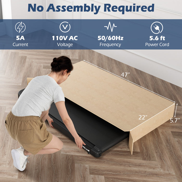 Goplus 2.5hp Under Desk Tapis Roulant Pour La Maison Et Le Bureau Telecommande Led Affichage Noir