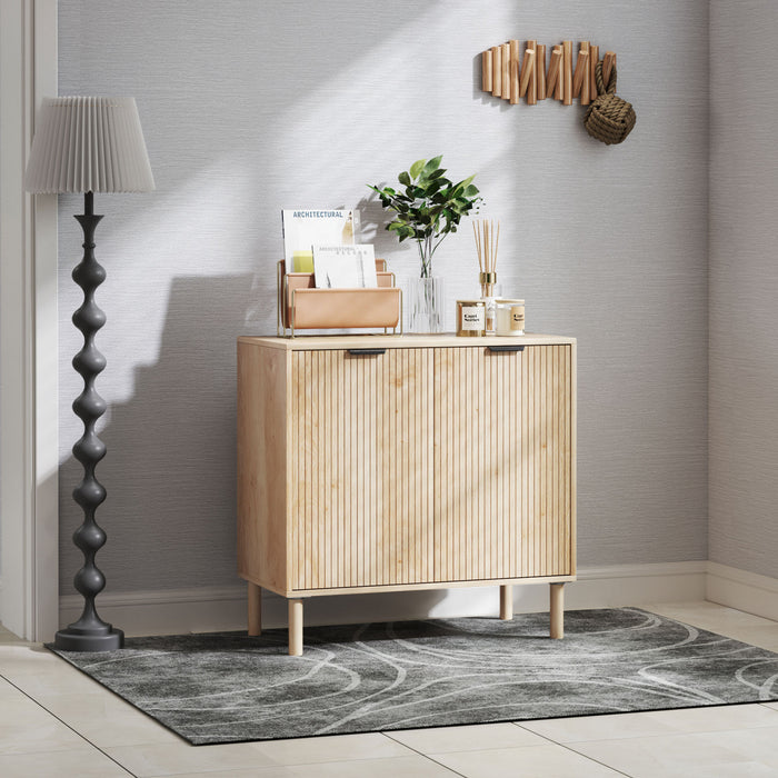 HOMCOM Armoire de rangement, buffet avec etagere, chene